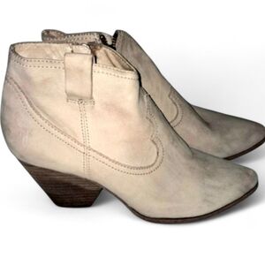Frye Womens Ankle Boots Sz 8.5 Reina Tan Side Zip  Nubuck Leather